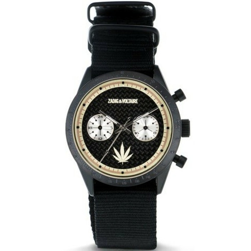 Zadig & Voltaire Montres - Montre Dateur Chronographe Femme Zadig & Voltaire ZVM125 - Bracelet Tissu Noir  - Promo montre et bijoux 50 60