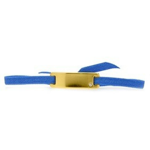 Bracelet Les Interchangeables A55532   - Plaque Ruban Lisse Strasse Bleu Or Jaune  Femme