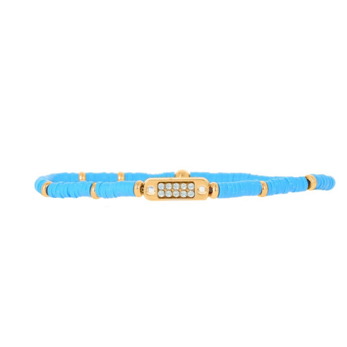 Bracelet Les Interchangeables A58622   - Mini Plaque 2 Rangs Perle Gomme Turquoise Femme