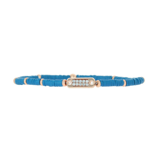Bracelet Les Interchangeables A58627   - Mini Plaque 2 Rangs Perle Gomme Bleu Femme