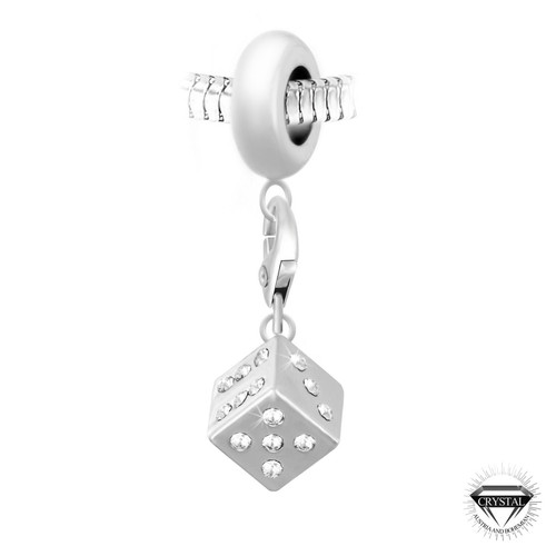 Charm perle Dé orné de cristaux Swarovski par SC Crystal Paris® BEA0044+CH0002-argent