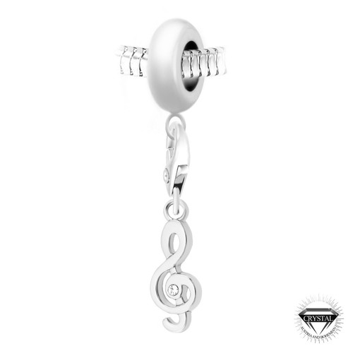 Charm perle clé de Sol orné de cristaux Swarovski par SC Crystal Paris® BEA0044+CH0148-argent