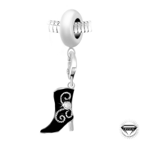 Charm perle botte noir orné de cristaux Swarovski par SC Crystal Paris® BEA0044+CH0228-argent
