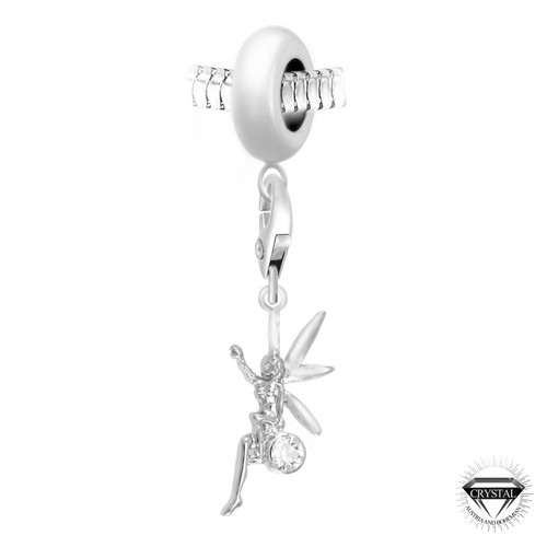 Charm perle Fée orné de cristaux Swarovski par SC Crystal Paris® BEA0044+CH0276-argent
