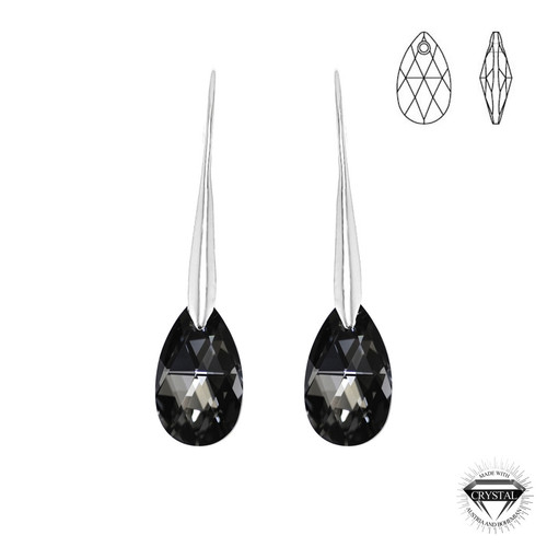 So Charm Bijoux - Boucles d'oreilles argentée SoCharm ornées de cristaux Swarovski - Boucles d'Oreilles Noires