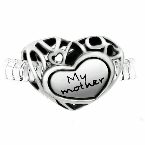 Charm perle "My mother" acier par SC Crystal