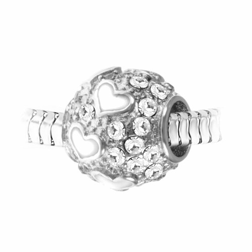 Charm perle orné de cristaux de Bohème par SC Crystal Argent