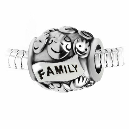 Charm perle "family" en acier par SC Crystal