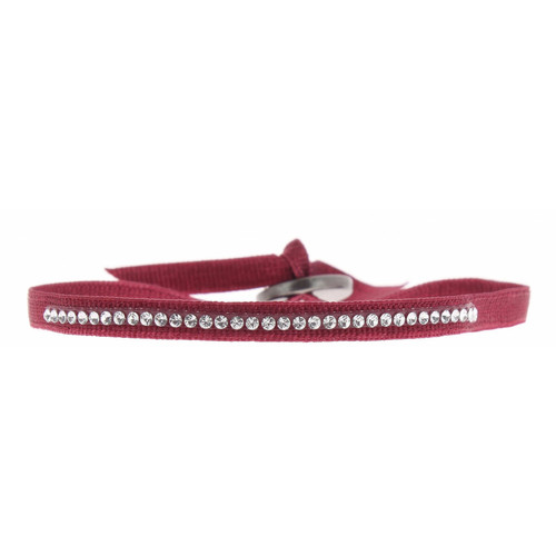 Bracelet Les Interchangeables A31584 - Bracelet Tissu Rouge Cristaux de haute qualité Femme