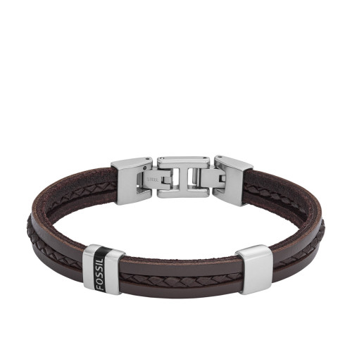 Bracelet Homme Fossil Bijoux Leather Essentials - JF04133040 Acier, Cuir Argent