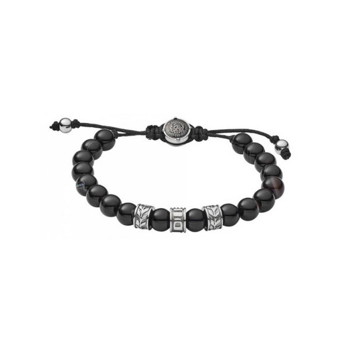 Bracelet Homme Diesel DX1101040 - Perles Noires et Acier