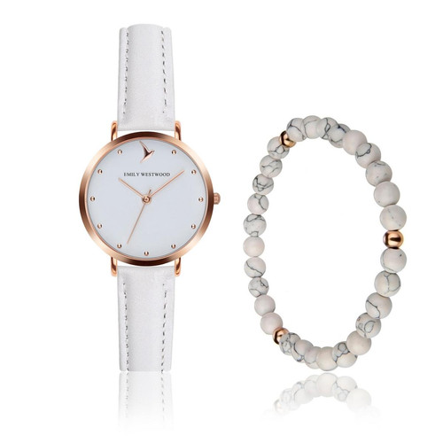 Montre Femme Emily Westwood EWS161 - Bracelet Cuir Blanc