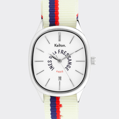 Kelton - Grande Colorama Sport écru Kelton x Ines de la Fressange Paris - Montre Homme Bracelet Tissu