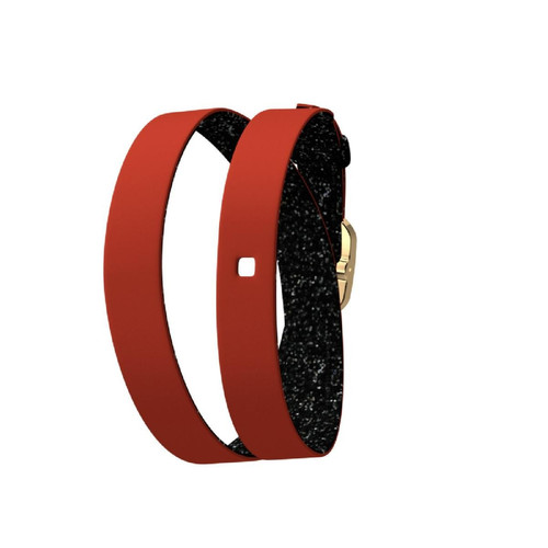 Les Georgettes - Bracelet Cuir 10 mm B-Doré P-Noire/Rouge - Bracelet en Cuir