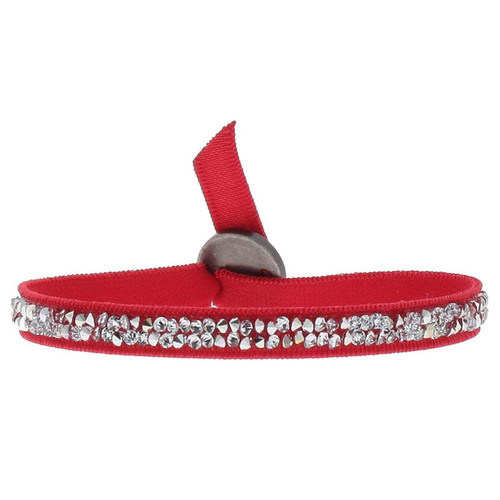 Bracelet Les Interchangeables A24933 - Bracelet Tissu Rouge Cristaux de haute qualité Femme