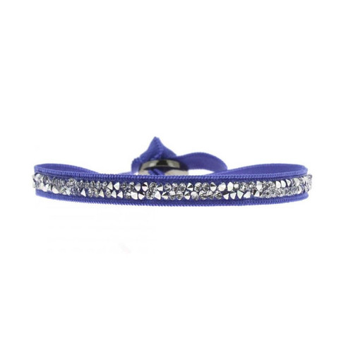 Bracelet Les Interchangeables A24962 - Bracelet Tissu Bleu Cristaux de haute qualité Femme