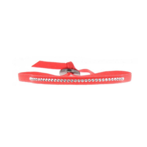 Bracelet Les Interchangeables A30484 - Bracelet Tissu Rouge Cristaux de haute qualité Femme