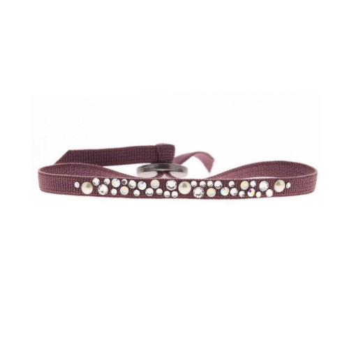 Bracelet Les Interchangeables A36661 - Bracelet Tissu Rose Cristaux de haute qualité Femme