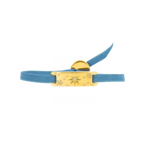 Bracelet Les Interchangeables A59144   - Plaque Ruban Galactique Strasse Bleu Jean  Femme