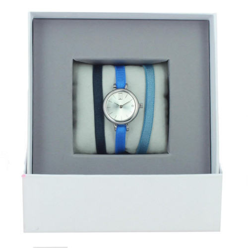 Montre femme  Les Interchangeables Coffret Montre Ruban Satin Strech A56935   - Bracelet Tissu Bleu