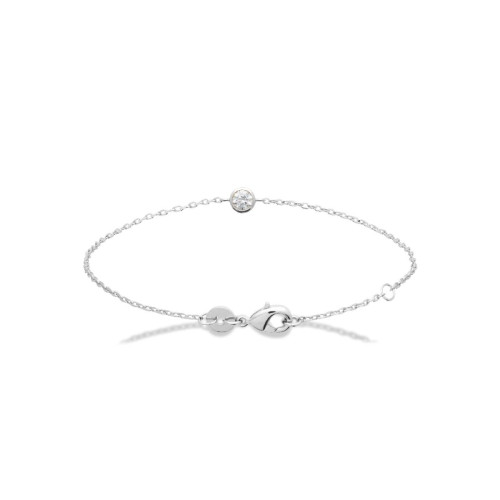 Bracelet femme argent rhodié blanc serti clos classique - VWZ63UZV