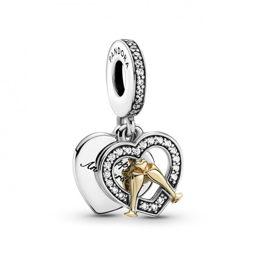 Pandora - Charm Double Pendant Joyeux Anniversaire de Mariage Bicolore Pandora People - Bijoux