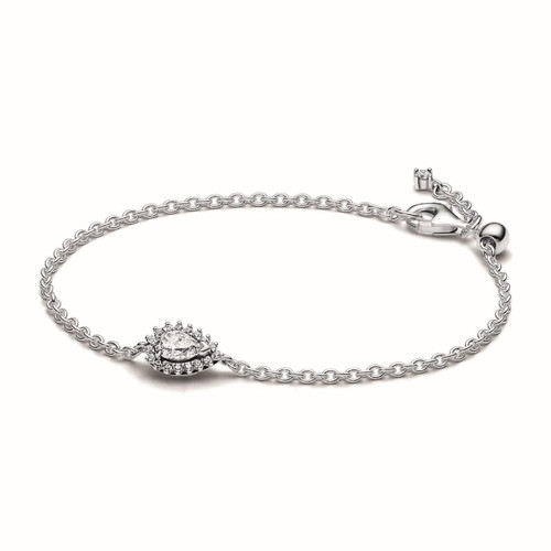 Pandora - Bracelet Chaîne Halo Poire Scintillant - Bijoux Femme - Cadeau de Noel