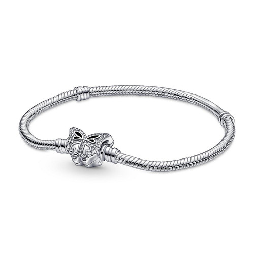 Pandora - Bracelet Femme Pandora Moments maille serpent & fermoir papillon - Bracelet Argenté pour Femme