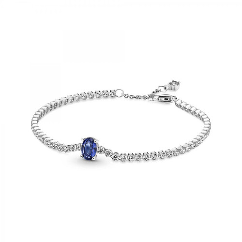 Pandora - Bracelet Rivière Pavé avec cristal bleu oval centré Pandora Timeless - argent - Bracelet Rouge