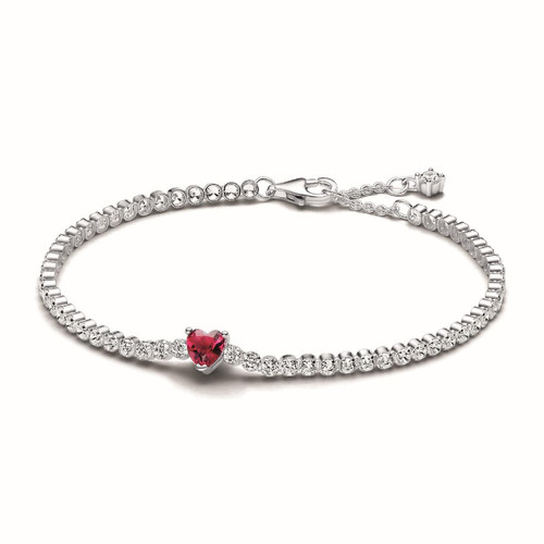 Pandora - Bracelet Rivière Cœur Scintillant Rouge - Bracelet Coeur