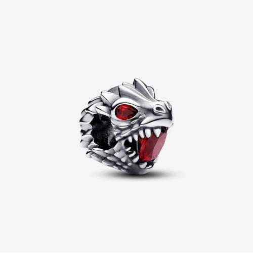 Pandora - Game of Thrones Dragon head sterling silver charm with salsa red crystal - Bijoux Mode