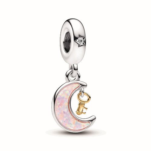 Pandora - Charm Pendant Clé et Lune Bimatière - Bijoux Roses