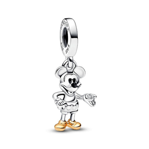 Charm Pendant Disney 100e Anniversaire Mickey Tenant Un Diamant De Synthèse