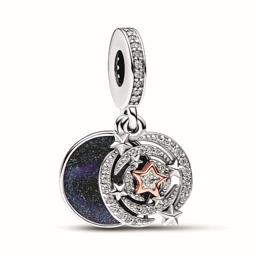 Pandora - Charm Pendant Double Étoiles Filantes Bimatière - Bijoux Etoile