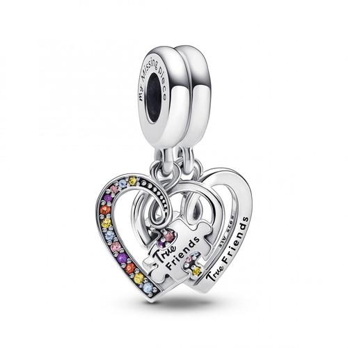 Pandora - Charm Pendant Séparable Cœurs et Pièces de Puzzle de l’Amitié - Charms pandora
