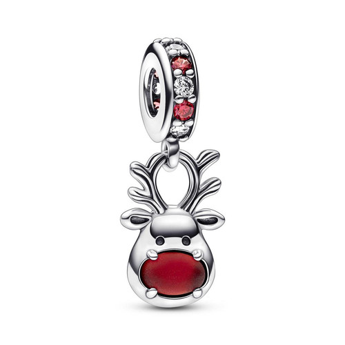 Pandora - Charm Pendant Murano Renne au Nez Rouge - Bijoux Femme - Cadeau de Noel