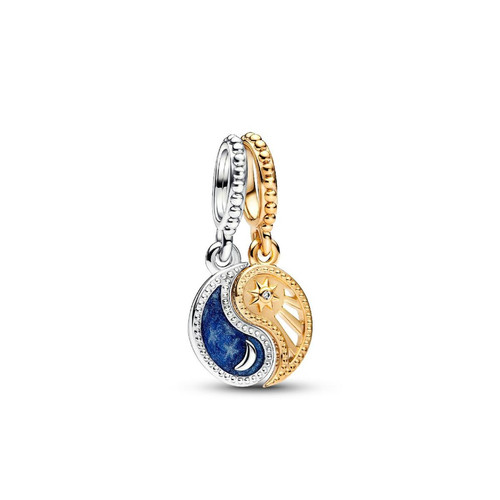 Pandora - Charm Pendant Séparable Soleil et Lune Bimatière - Bijoux Bleu