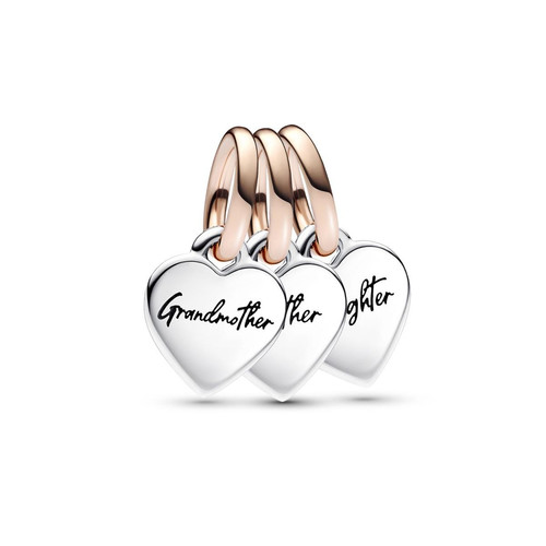 Pandora - Charm Pendant Triple Séparable Génération de Cœurs Bimatière - Bijoux Coeur