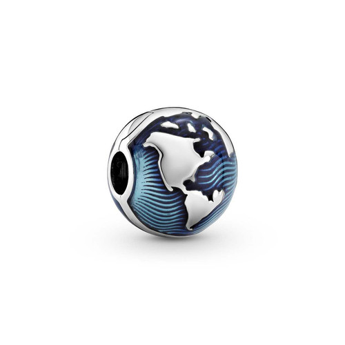 Pandora - Charm Clip Globe Bleu Pandora Places - Bijoux Femme