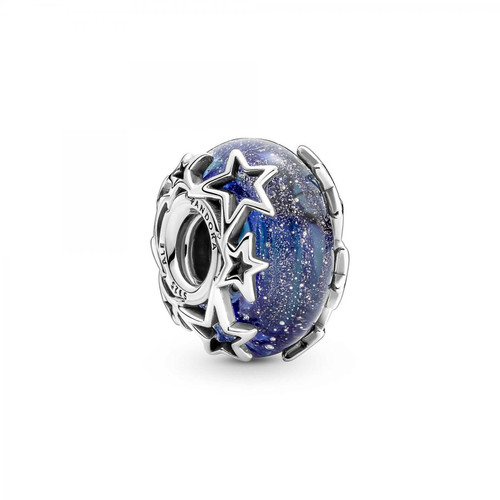 Pandora - Charm en Verre de Murano Bleu Galaxie & Étoile Pandora Moments - Bijoux en Argent