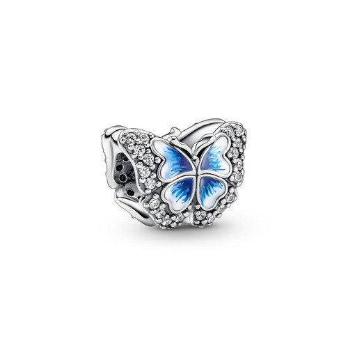 Pandora - Charm Pandora Moments Papillon bleu scintillant double face - Bijoux en Argent