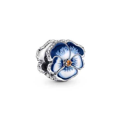 Charm Pandora Moments floral bleue & strass scintillant