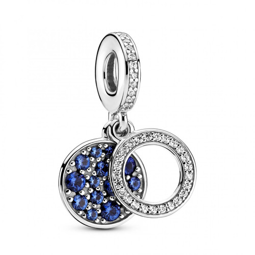Pandora - Charm Double Pendant Disque Bleu Pandora Colours - Bijoux en argent femme