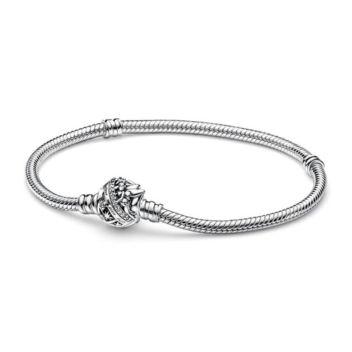 Pandora - Bracelet Disney Maille Serpent Fermoir Fée Clochette Pandora Moments - Bracelet Argenté pour Femme