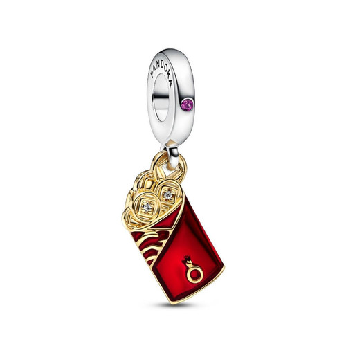 Pandora - Charm Pendant Bimatière Enveloppe Rouge - Bijoux Rouges