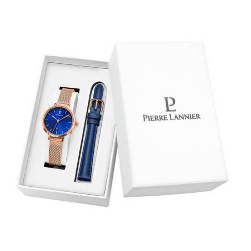 Coffret Montre Femme Pierre Lannier Echo 448C968 -  Bracelet Cuir Bleu
