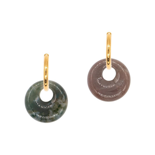 Sloya - Boucles d'oreilles Blima en pierres Agate Indienne - Bijoux Verts