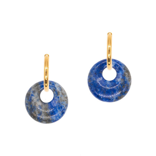 Sloya - Boucles d'oreilles Blima en pierres Lapis-lazuli - Boucles d'Oreilles Blanches