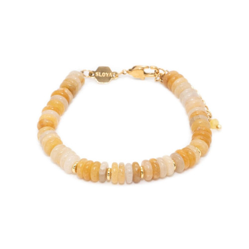 Sloya - Bracelet Blima en pierres Jade jaune - Bracelet Acier Femme