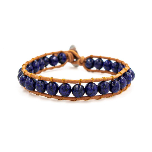 Bracelet Femme Sloya Lapis-lazuli et cuir
